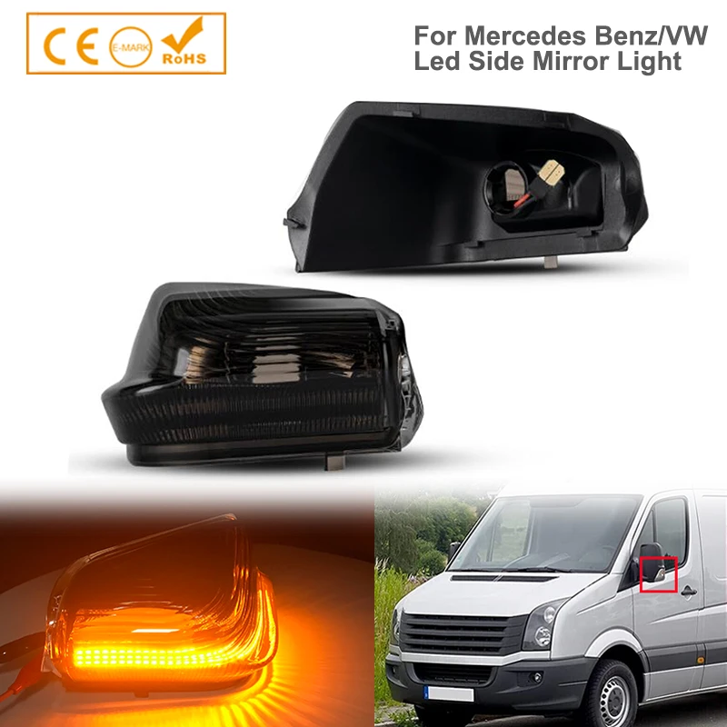 

2Pcs For Mercedes-Benz Sprinter 906 907 910 Volkswagen Crafter LED Dynamic Smoked Side Mirror Lights Turn Signal Blinker Lamps
