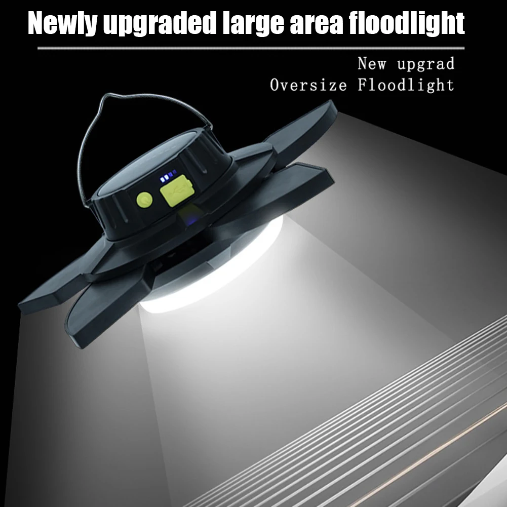 

Multipurpose LED Camping Lamp USB Solar Charging Night Market Light 2000LM Power Display for Travel Trips Car Repairing Fishing