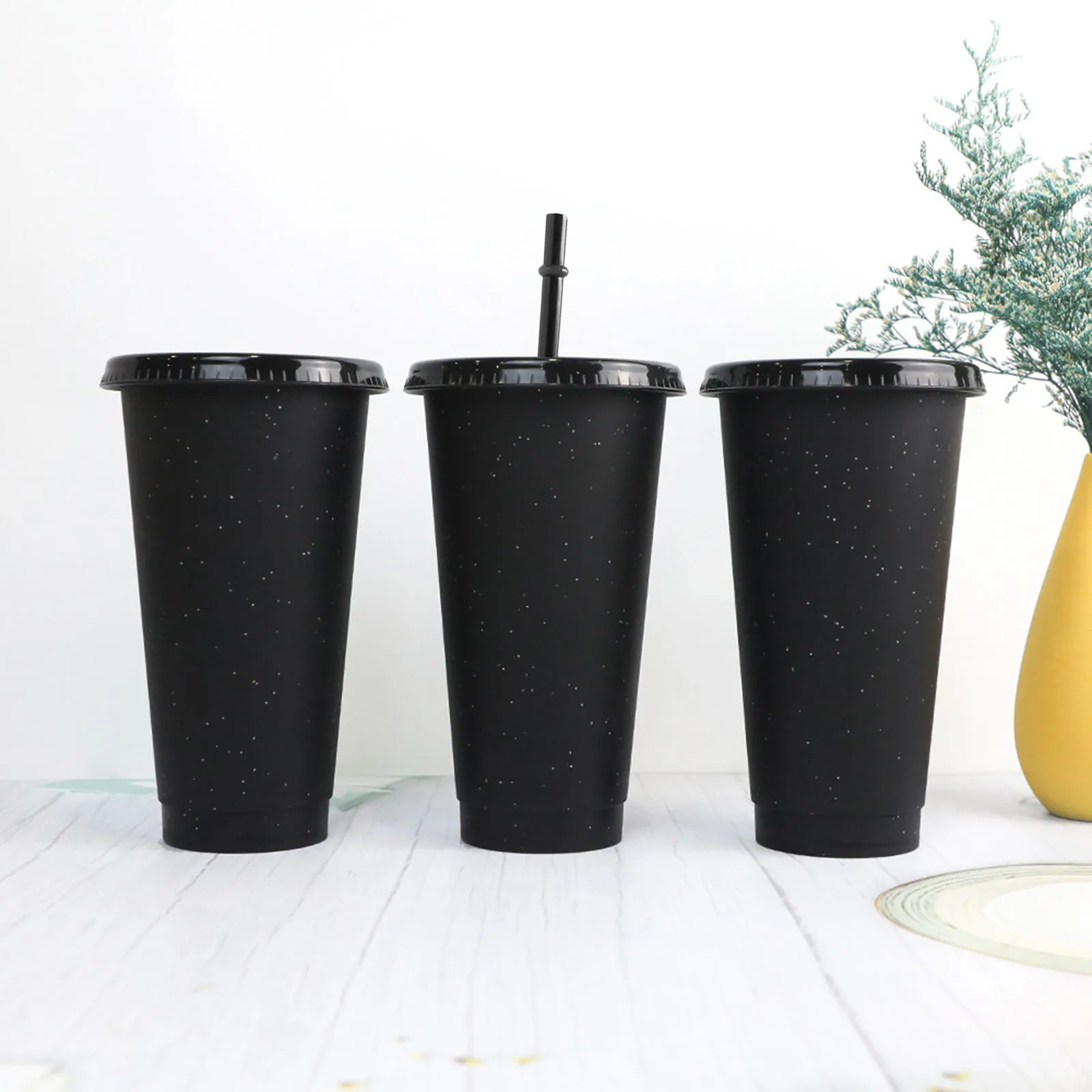 Plastic Water Bottle Straw Cup Modern for Travel Shopping Friends Gifts Reusable Plastic Water Bottle Straw Cup with Lid
