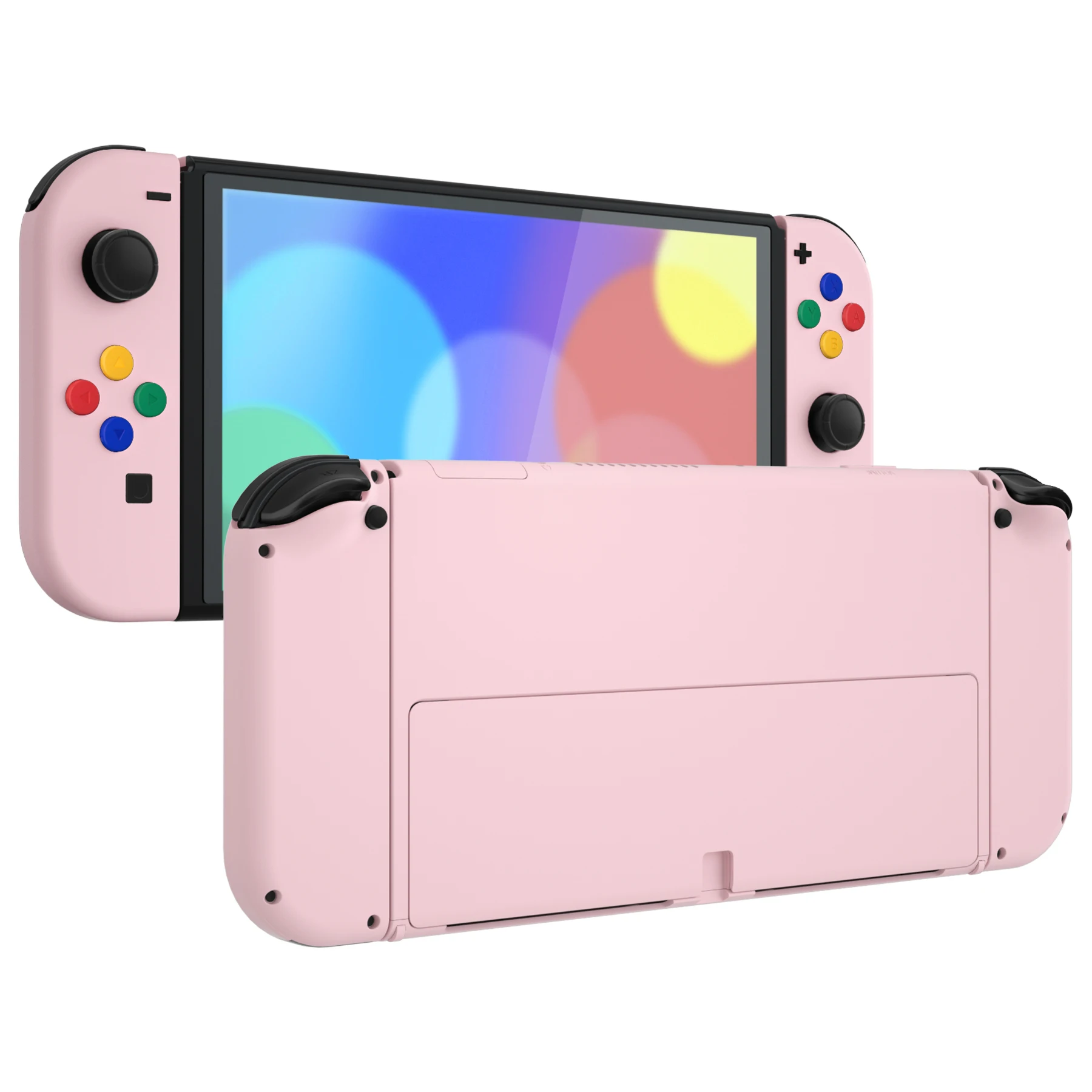 

eXtremeRate Cherry Blossoms Pink Soft Touch Full Set Shell for Nintendo Switch OLED, Replacement Housing & Kickstand & Buttons