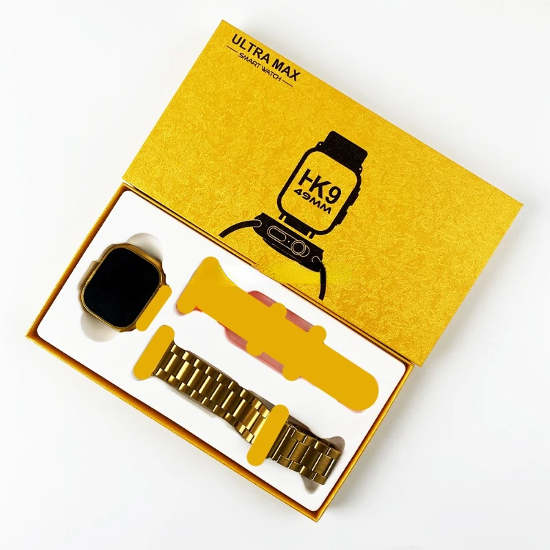 

20238888 High quality 24K Gold smartwatch HK9 ultra Max 49mm waterproof BT call heart rate blood pressure sleep tracking Reloj