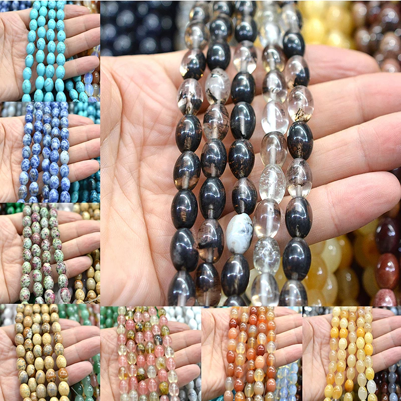 Бусины из натурального камня овальной формы, 8 мм x 12 мм, 30 шт.