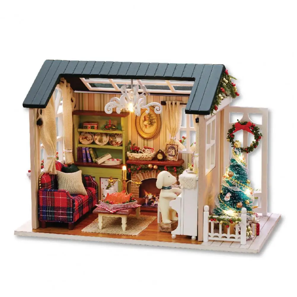 

with Light Easy to Assemble Collectible Wooden House Model with Furniture Accessories Miniature House Kits for Ornament