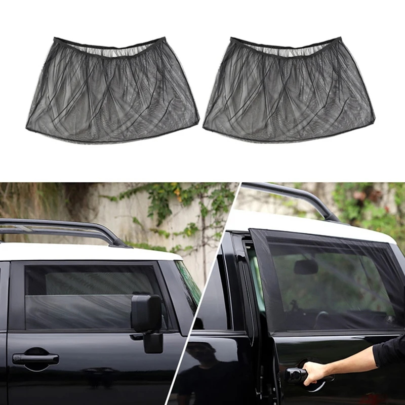 

2Pcs Car Window Curtain Sunshade Mosquito Protection Insect Net for Toyota FJ Cruiser 2007-2022 Exterior Modification