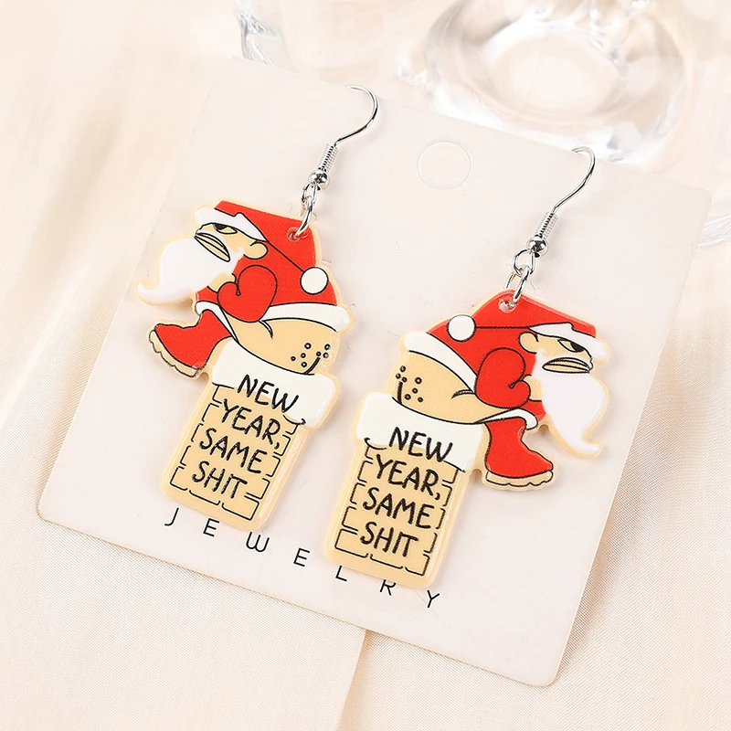 1 пара рождественских серег-капель акриловые милые подарочные коробки