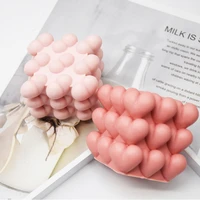 love heart 3d silicone candle mold heart shaped candle making chocolate soap resin mold scented handmade cube soy aroma wax mold