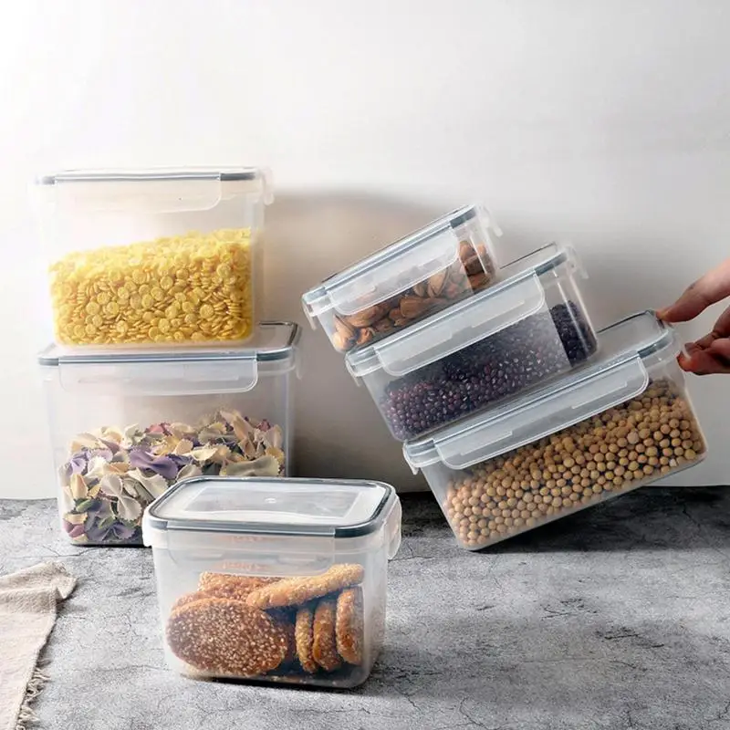 

Airtight Food Containers Transparent Stackable Food Storage Boxes For Pantry Kitchen Pantry Organization Dry Foods supplies