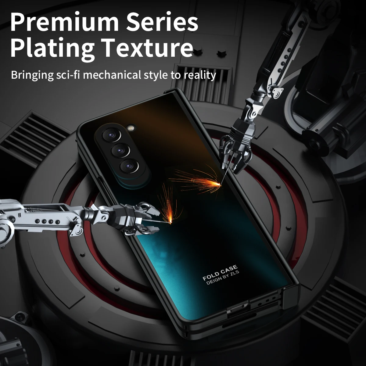 For Samsung Galaxy Z Fold 5 Case Solid Color Electroplated Smooth With Screen Tempered Film All-inclusive Shockproof Hard Cover