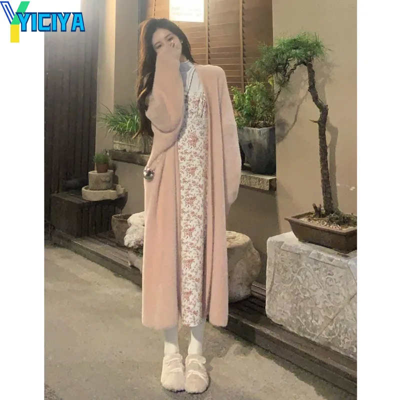 

YICIYA Cardigan Womens Clothing Knitwears vintage sweaters for women 2023 high street new knit Long cardigans for women sweaters
