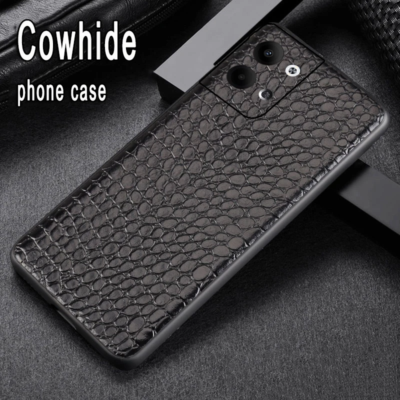 Leather Cowhide phone Case For OPPO Reno 9 8 7 Pro plus Realme GT All-inclusive lens Phone Case Crocodile skin Back Cover cases enlarge