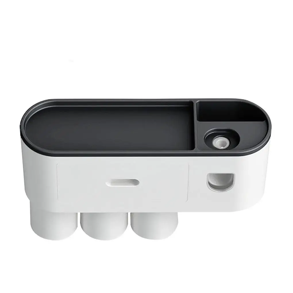 

Toothbrush Holder Wall-Mounted Automatic Toothpaste Dispenser Squeezer Set Cups Cosmetics Organizer Drawer
