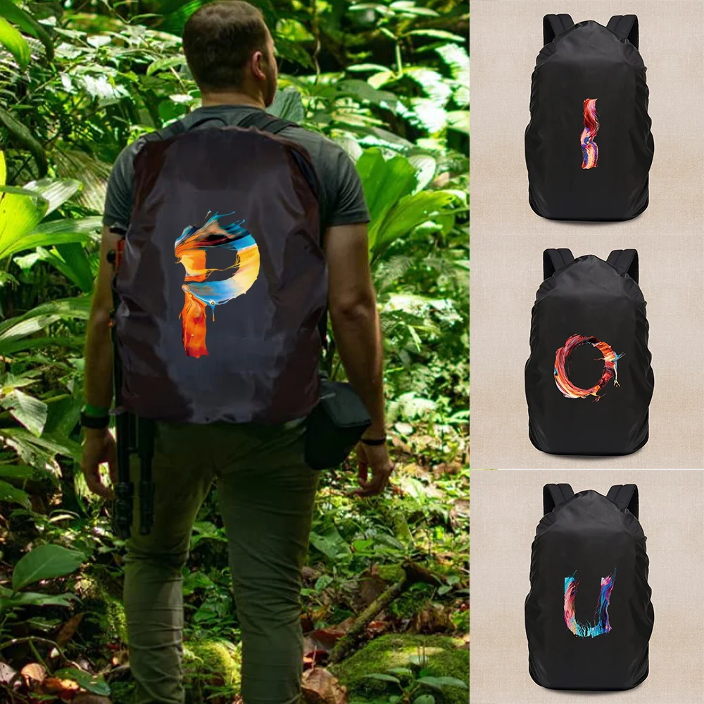 

Letter Paint Series Shoulder School Bags Rain Cover Sports Backpack Waterproof Protective Covers Outdoor Camping Hiking 20-70L
