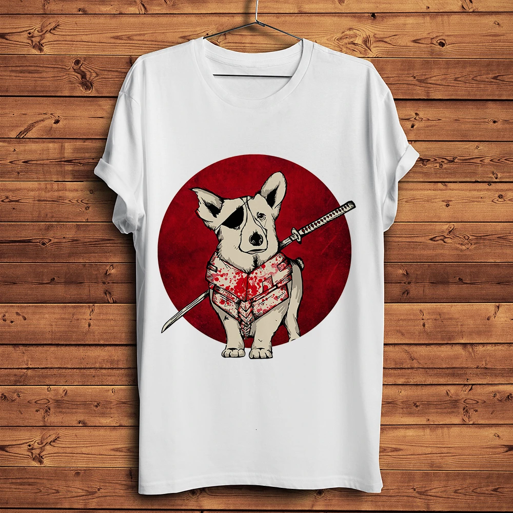 

Japan style cute Corgi dog ninja samurai funny t shirt men summer new white casual homme cool streetwear tshirt Harajuku