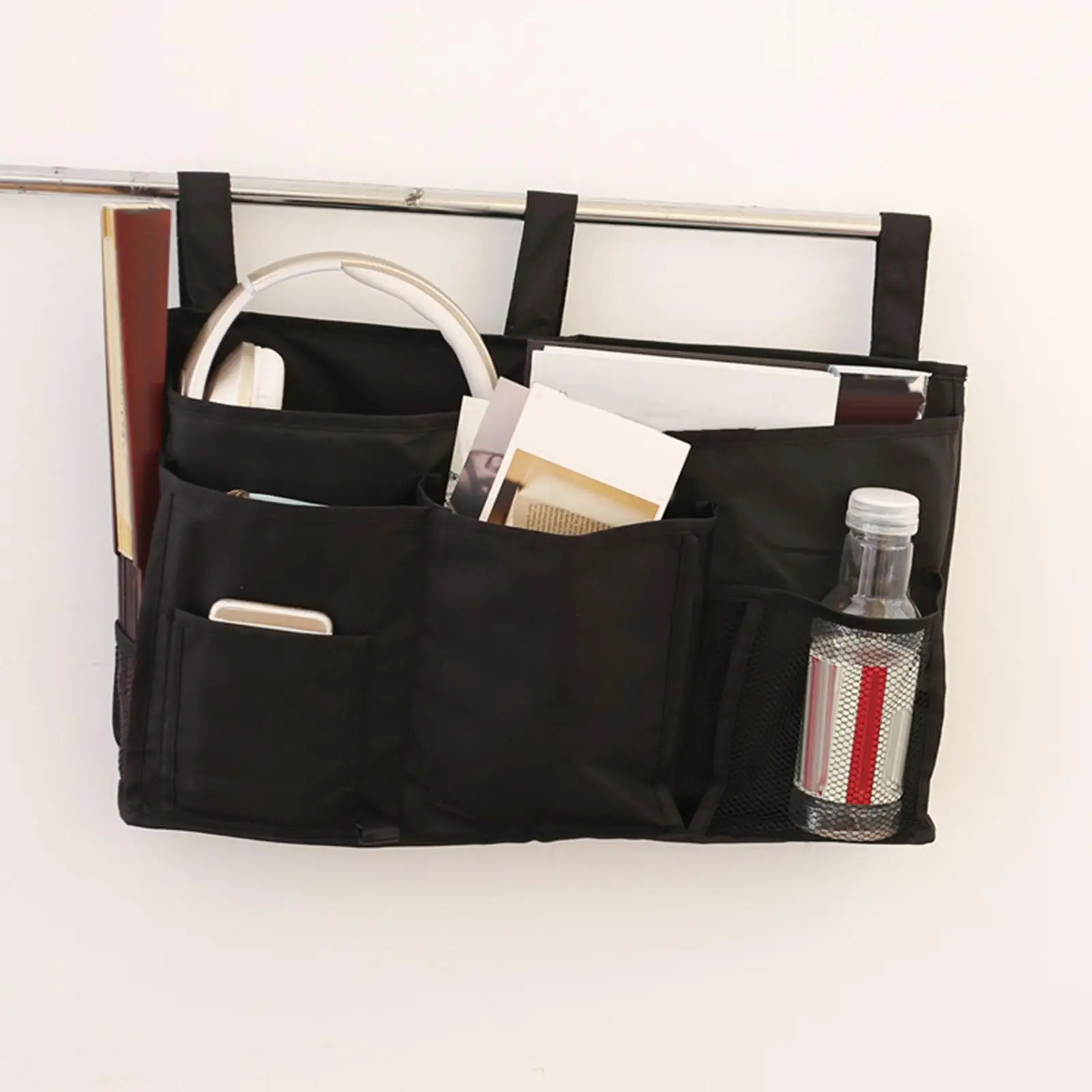 

Bedside Caddy Storage Bag Multi Pockets Hanging Bag Bed Accessories Organizer Gadget Oxford Cloth for Dorm Bunk Hospital Book