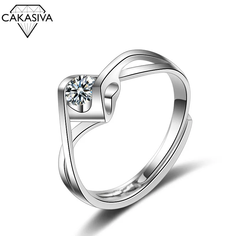 Купи S925 Sterling Silver AAA Zircon Open Living Wedding Ring Jewelry Couple Ring Style for Gift Silver Jewelry Ring за 179 рублей в магазине AliExpress
