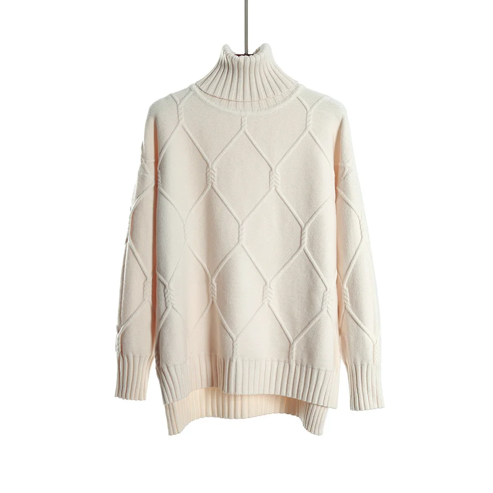 

Women Sweater Euro Style Argyle Christmas Sweaters Autumn Winter Thick Warm Turtleneck Pullover Tops Female Jumpers Pull