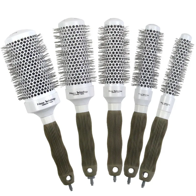 

1/5 шт 5 размер серая щетка для волос нано щетка для волос термальная Керамическая ионная круглая бочка Расческа для парикмахерского салона и...
