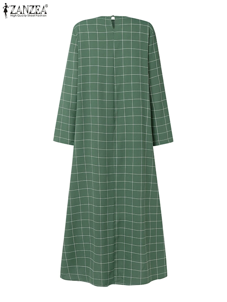 ZANZEA осенний винтажный мусульманский халат Абая с длинными рукавами женские