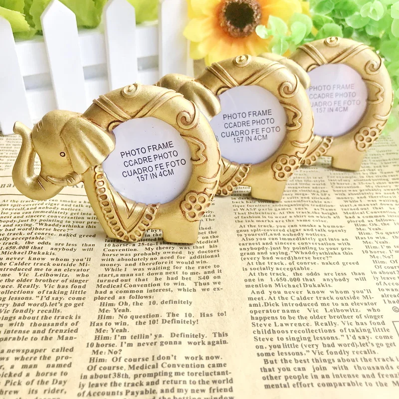 

10pcs X Wholesales Lucky Golden Elephant Picture Frame Place Card Holder Indian Themed Wedding Baby Shower Favors