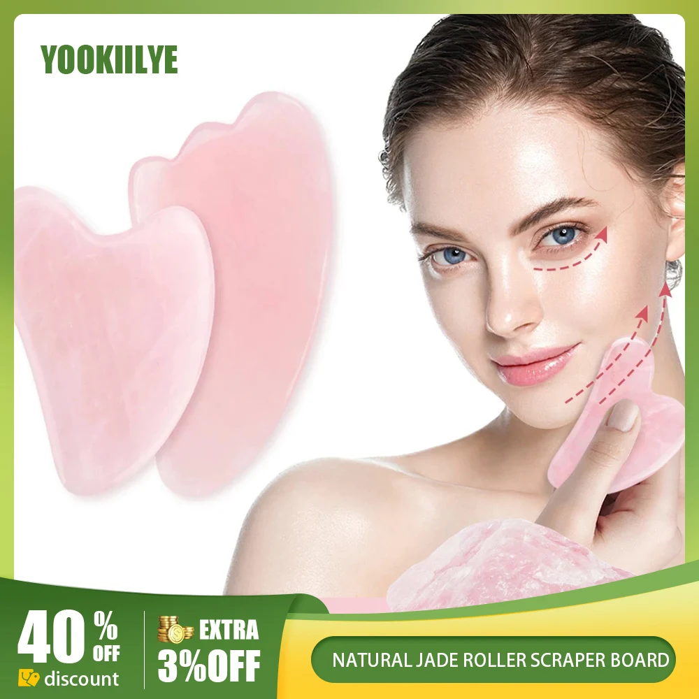 Rose Quartz Face Massager Gua Sha Scraper Natural Jade Stone Skin Care Massager for Body Facial Neck Back Beauty Health Eye SPA