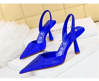 african shoes high heels stiletto 2021 navy blue pumps sandals ladies pointed wedge lace up shallow mouth roman crystal straps