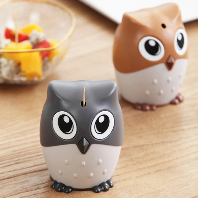 

1Pc Cute Cartoon Owl Toothpick Holder Desktop Automatic Toothpick Dispenser Tooth Pick Container Family Bar Accessories