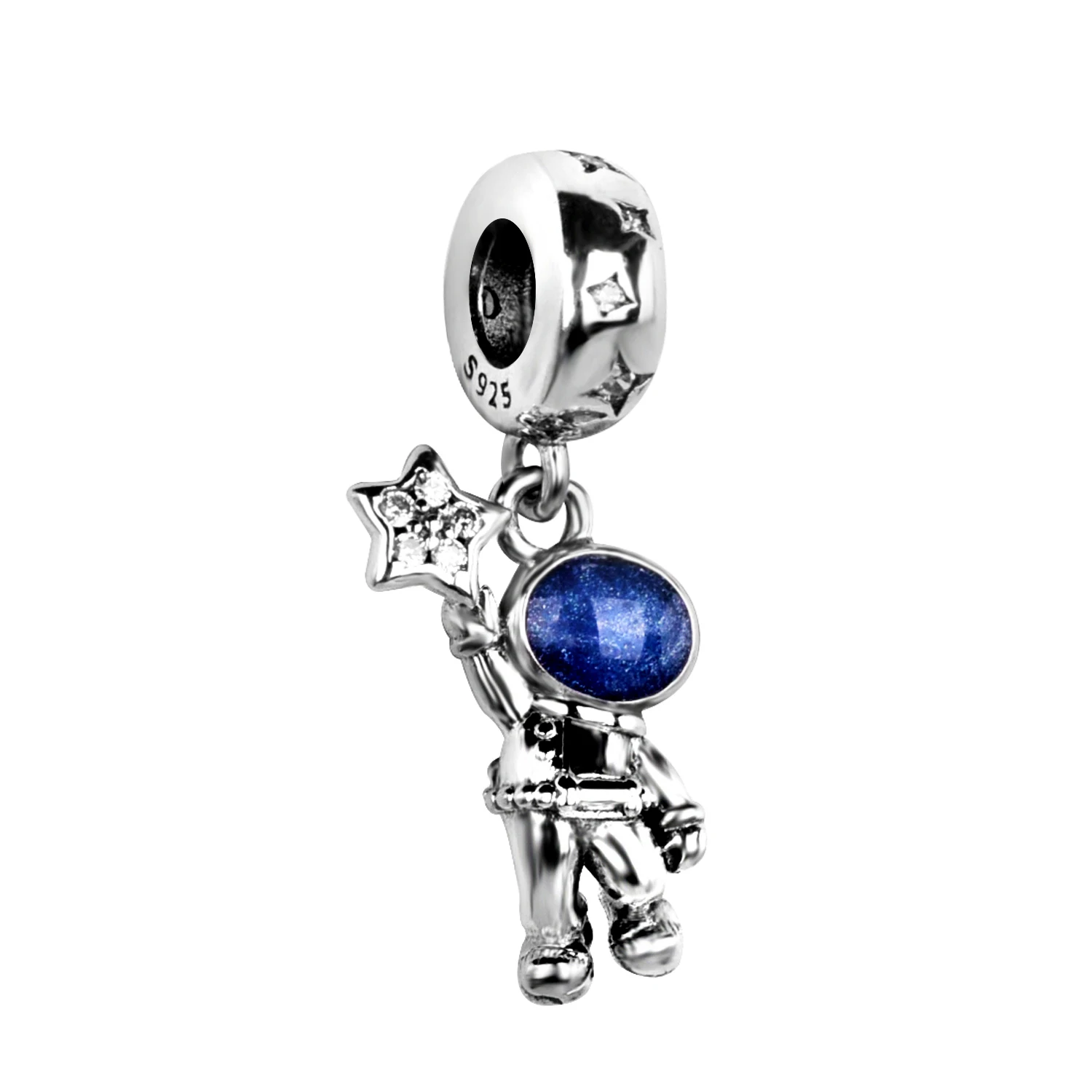 

Подвески с блестящими звездами, астронавт в Галактике, подвеска из стерлингового серебра 925 пробы, подходит для оригинального браслета Pandora,...