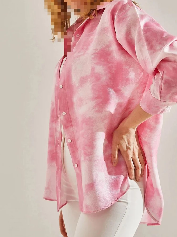 Женская однобортная блузка SIYANG с принтом винтажная лацканами и длинными