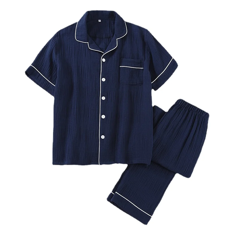 Pajamas Men Summer Pure Cotton Simple Style Home Service Suit Short-sleeved Thin Section Can Be Worn Outside and Soft Sleepwear