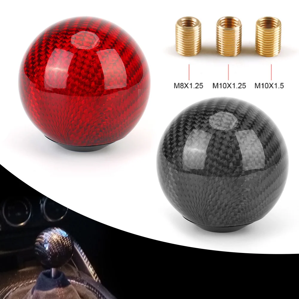 

High Quality 5cm*5.1cm Car Carbon Fiber Gear Shift Knob Shifter Lever Round Ball Shape For Auto Universal Interior Accessories