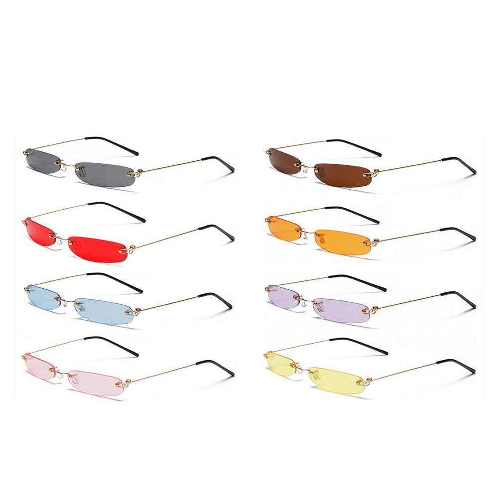 

Солнечные очки без оправы UV400 для мужчин и женщин, прямоугольные солнцезащитные аксессуары в винтажном стиле, без рамки