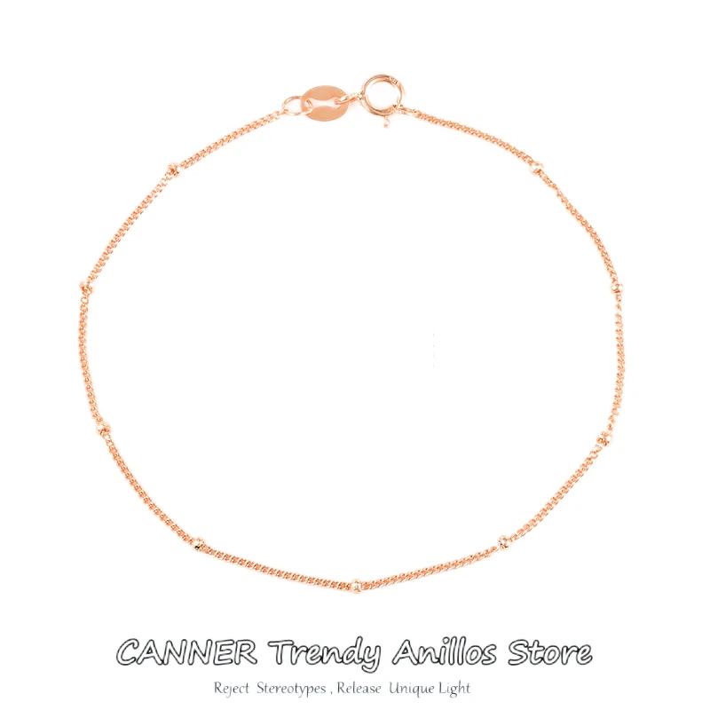 

INS 925 Sterling Silver Bracelets for Women European and American trend Small Bead Rold Rose Gold color Girl's charm Bracelet