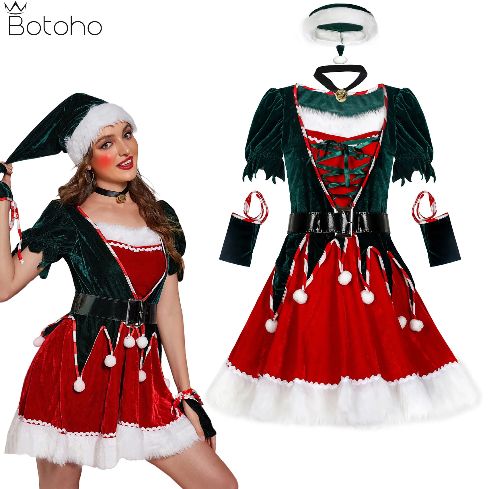 

Рождественский Карнавальный костюм для вечерние, необычное сексуальное платье, наряды для женщин 2023, новогодний костюм Санта Клауса для косплея, комплект одежды для взрослых