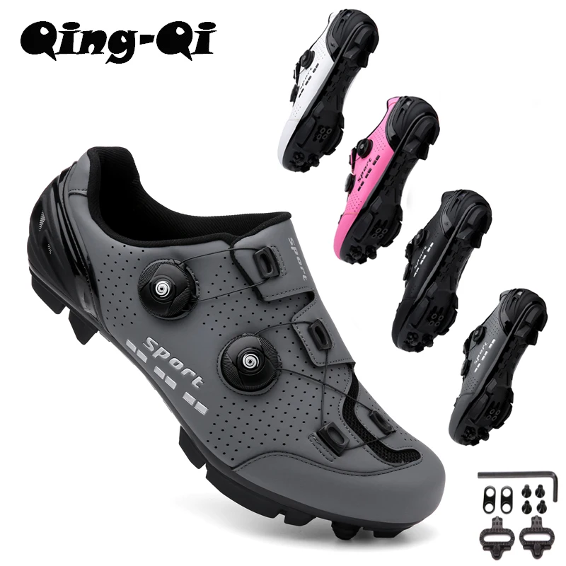 

QingQi-T16 Unisex MTB Cycling Shoes Non-slip Sapatilha Ciclismo Self-locking Racing Road Bicycle Shoes Tenis Masculino Size36-48