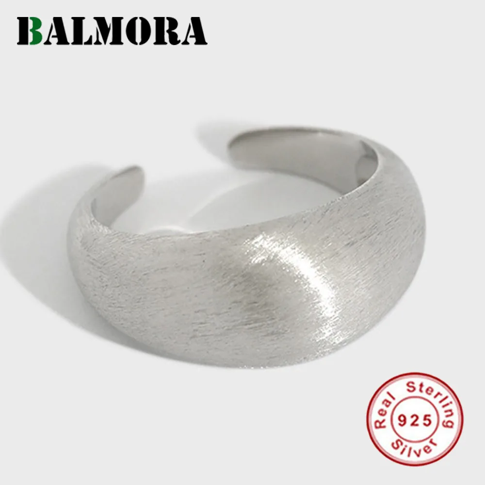 

BALMORA S925 Sterling Silver Vintage Irregular Wide Ring For Women Men Simple Trend Punk Wide Adjustable Ring Jewelry Gift