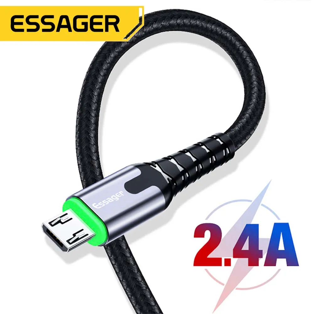 

Essager LED Micro USB Cable 2.4A Fast Charging For Samsung Xiaomi Android Mobile Phone Microusb Data Cable 2M USB Charger Cord