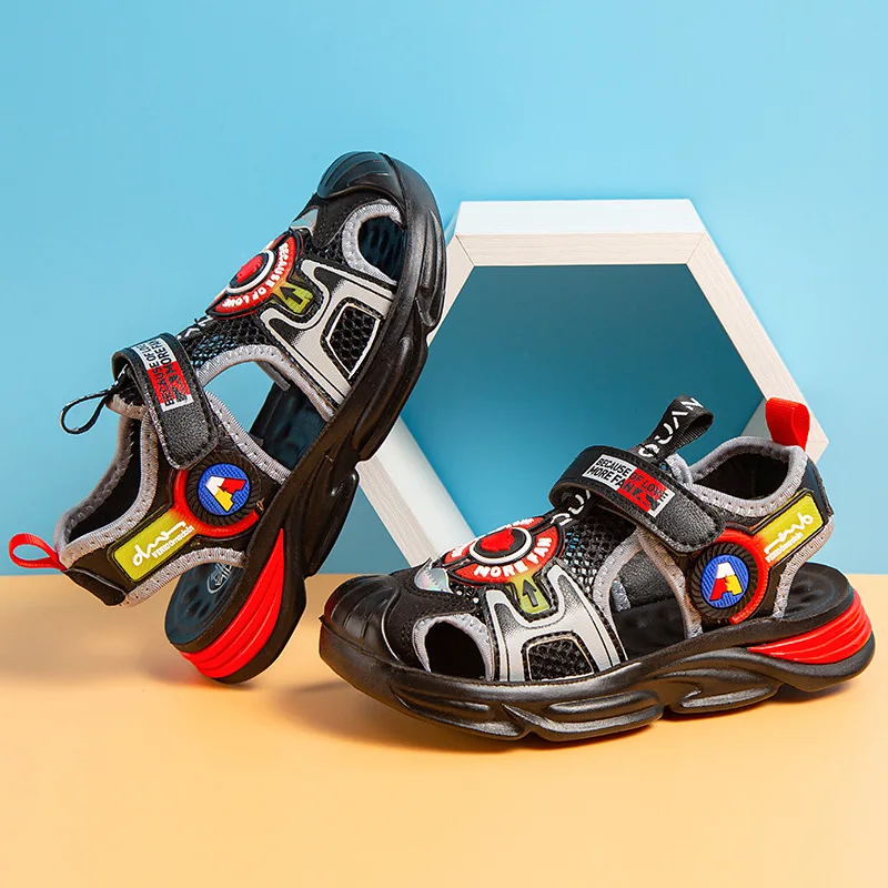 Children's Sandals Summer Baotou Sports Sandals New Korean Polyurethane Little Boys' Flying Mesh Sandals enlarge