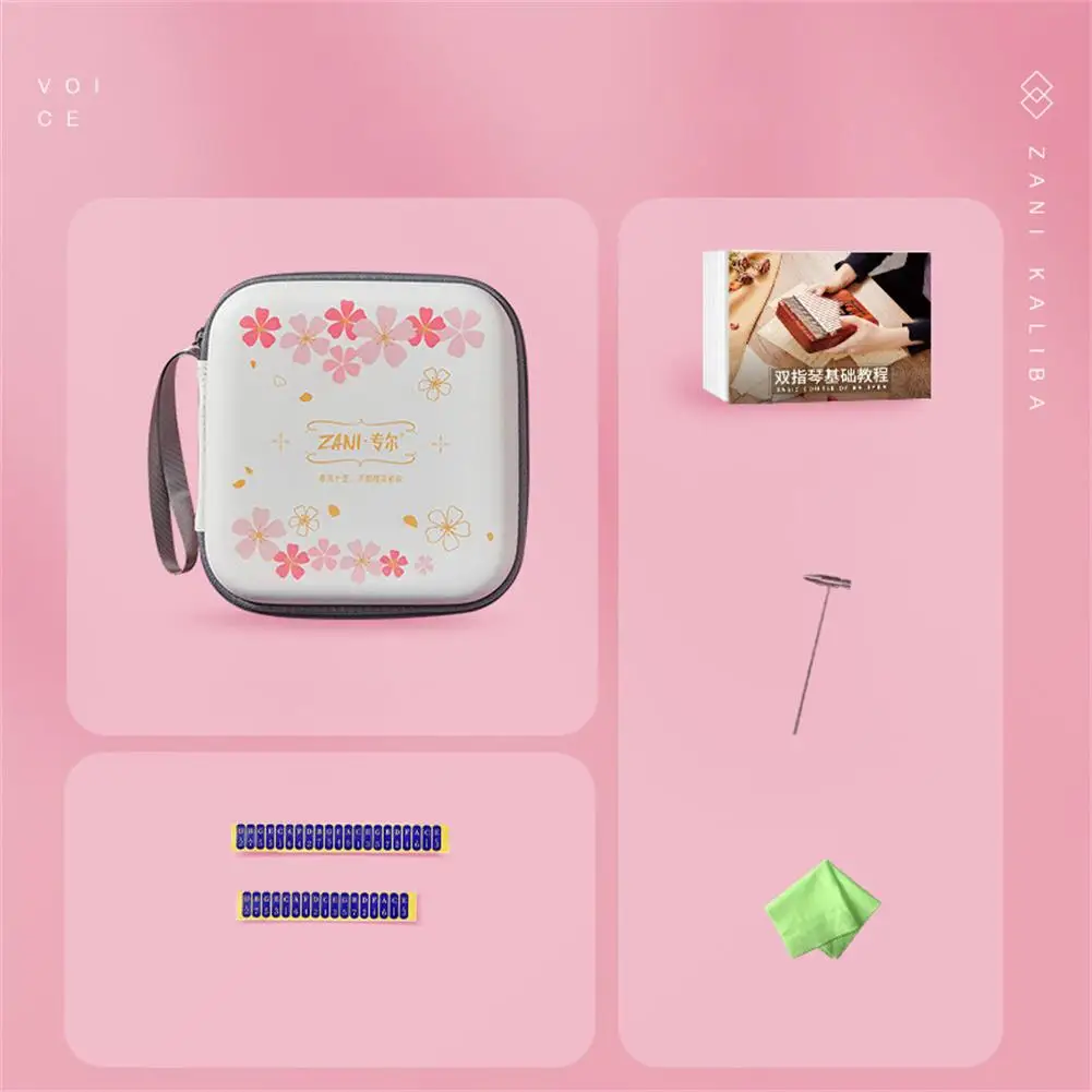 1 Set Cherry Blossoms Shape Kalimba Thumb Piano 17/ 21-Tone Acrylic Finger Piano Keyboard Instrument Christmas Perfect Gifts