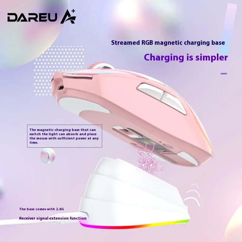Беспроводная мышь Dareu A950 3 режима сенсор Paw3395 RGB 88g легкая эргономичная Bluetooth 2 4G