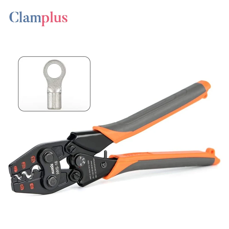 

IWS-16 Non-Insulated Terminal Crimping Plier Ratchet Wire Crimper Tool For AWG 22-6 Copper Butt/Splice/Open Barrel Connectors