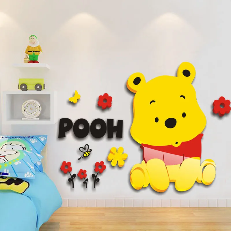

Cute bear cartoon wall sticker 3d three-dimensional crystal acrylic sticker