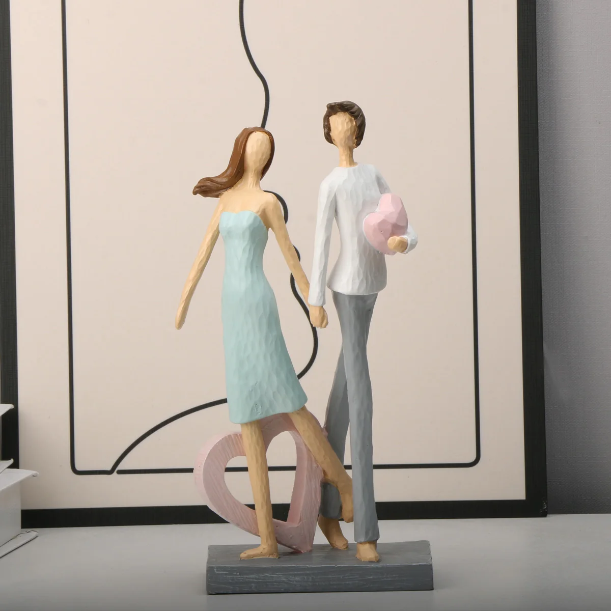 1 Шт. Абстрактная Фотографическая Скульптура Для Пар Статуя Из Смолы Домашний