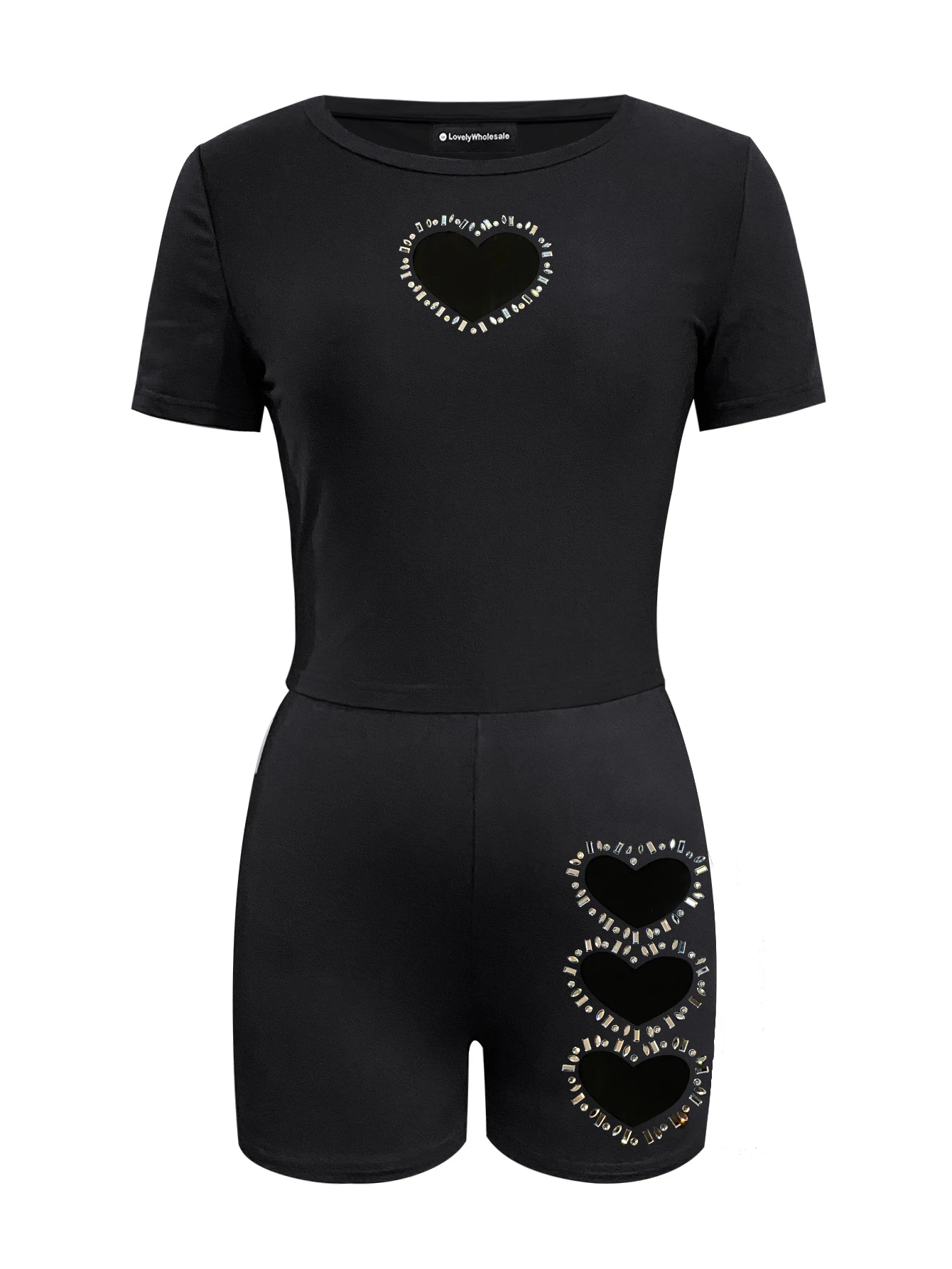 Комплект из двух предметов женский летний облегающие шорты с вырезом в форме