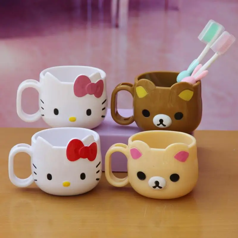 

Kawaii Sanrio Toothbrush Cup Hello Kittys Accessories Cute Anime Tooth Bowl Washing Cup Children Mouthwash Cup Toys Girls Gift