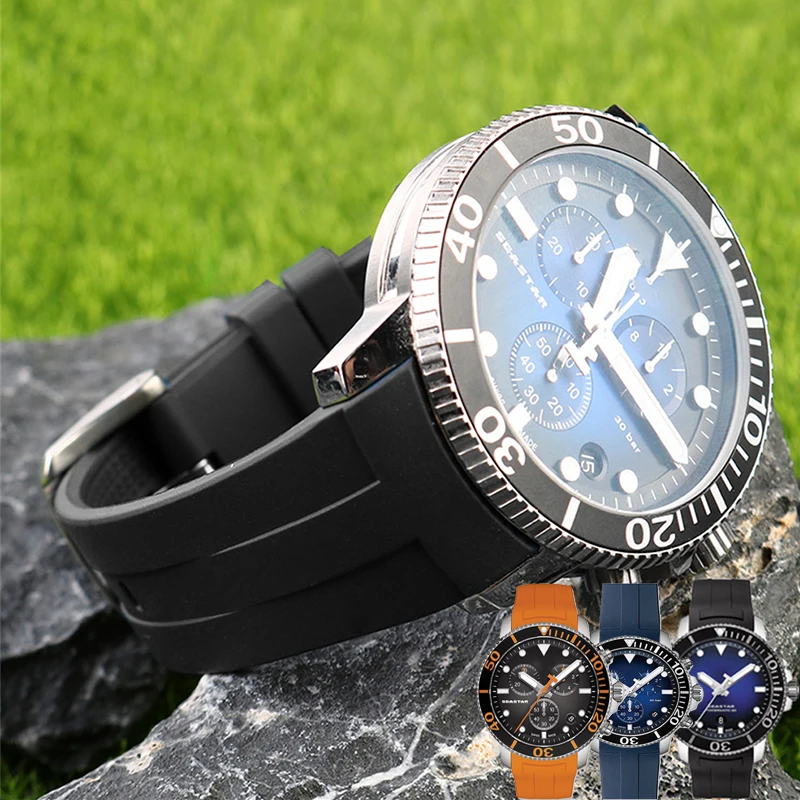 

Ремешок резиновый силиконовый с изогнутым концом для Tissot 1853, T120, T120417A, мужской спортивный водонепроницаемый браслет, 22 мм