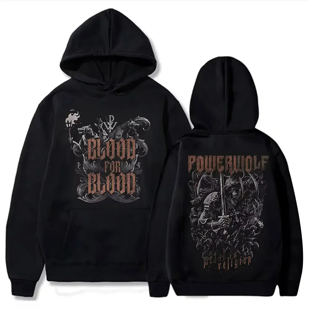 Фото Новая модная мужская толстовка Via Dolorosa Black от Powerwolf, пуловер большого размера с графическим рисунком, молодежная уличная одежда, винтажные толстовки, топ унисекс №5