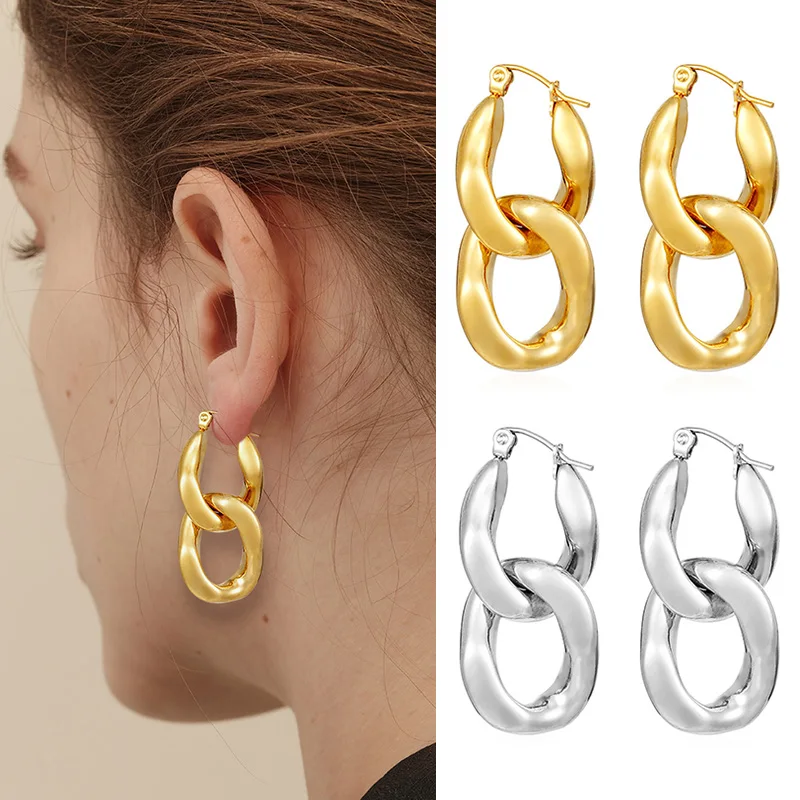 Шикарные преувеличенные винтажные серьги-капли с большими звеньями цепи серьги