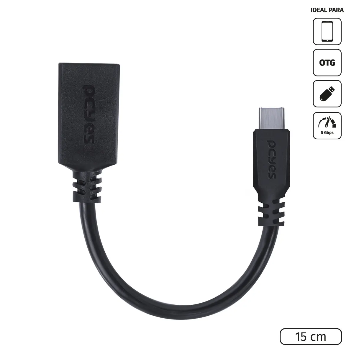 

OTG ADAPTER C TYPE FOR USB TO 3.0 FOR CELLPHONE SMARTPHONE 15 CM BLACK-P3AMUP-15