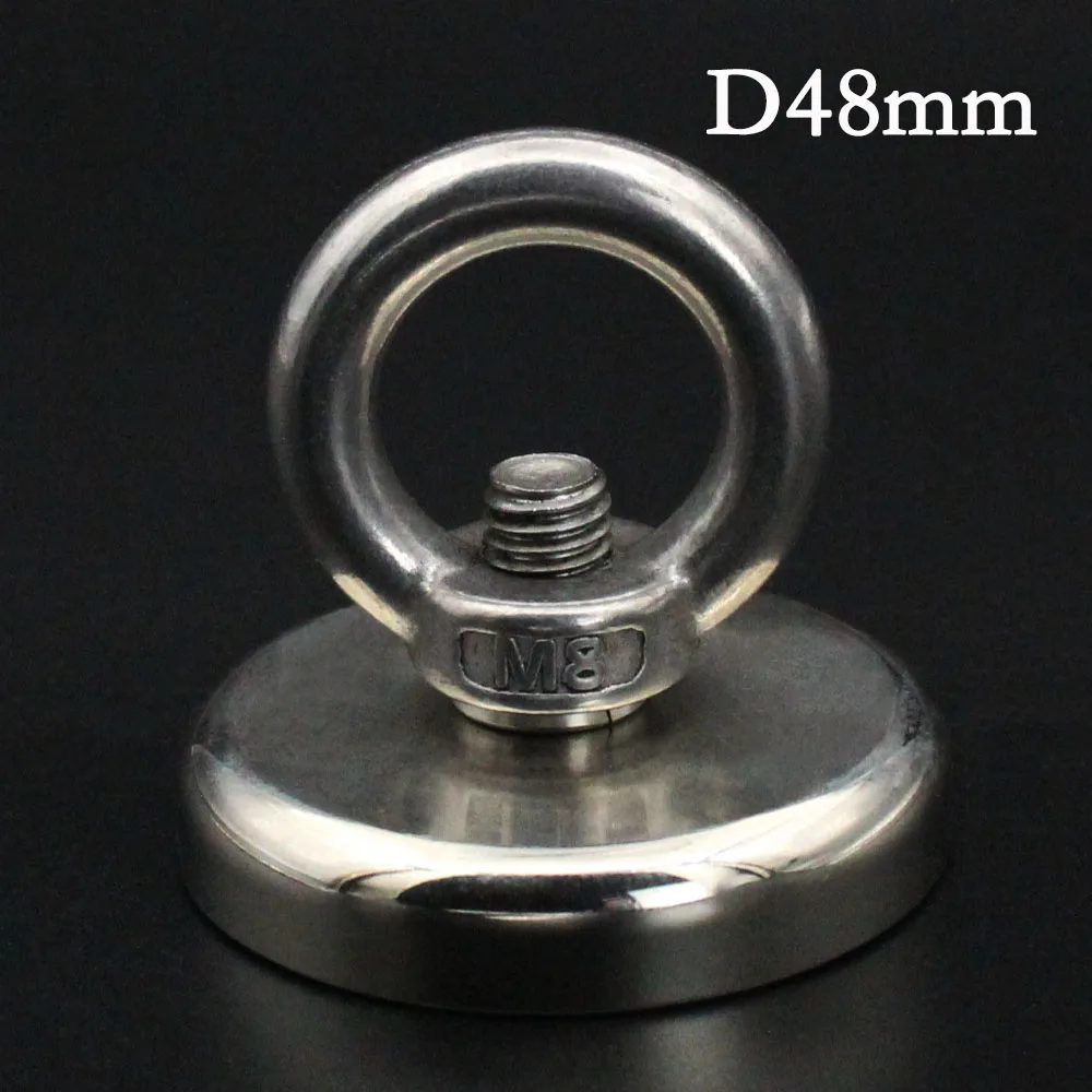 

1 Pcs D48mm Super Strong Neodymium Fishing Magnets Heavy Duty Rare Earth Magnet with Countersunk Hole Eyebolt Imans Search Hook