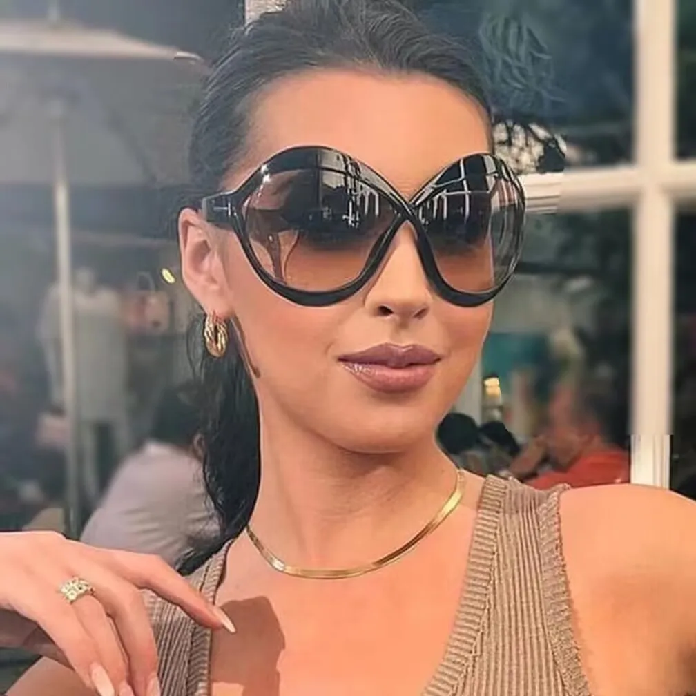 

Retro Round Tea Gradient Sunglasses Women Luxury Brand Designer Fashion Oversized Ladies Black Big Frame Sun Glasses Vintage